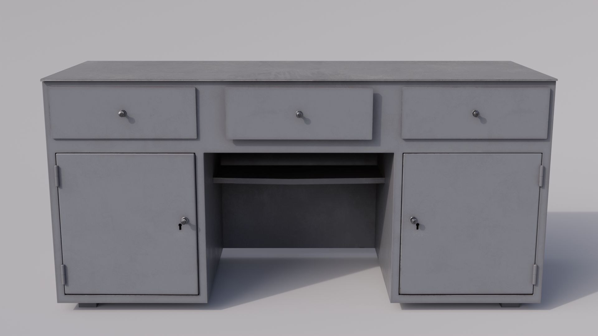 3D Massive Metal Workbench Painted Gray With Scratches And Defects Type ...