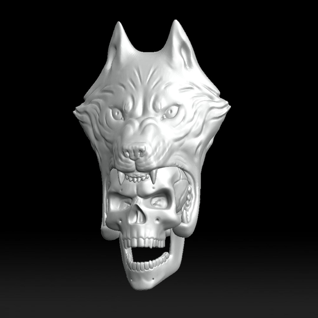 Wolf Head With Human Skull Wall Decoration 3D Print Model 3D ...