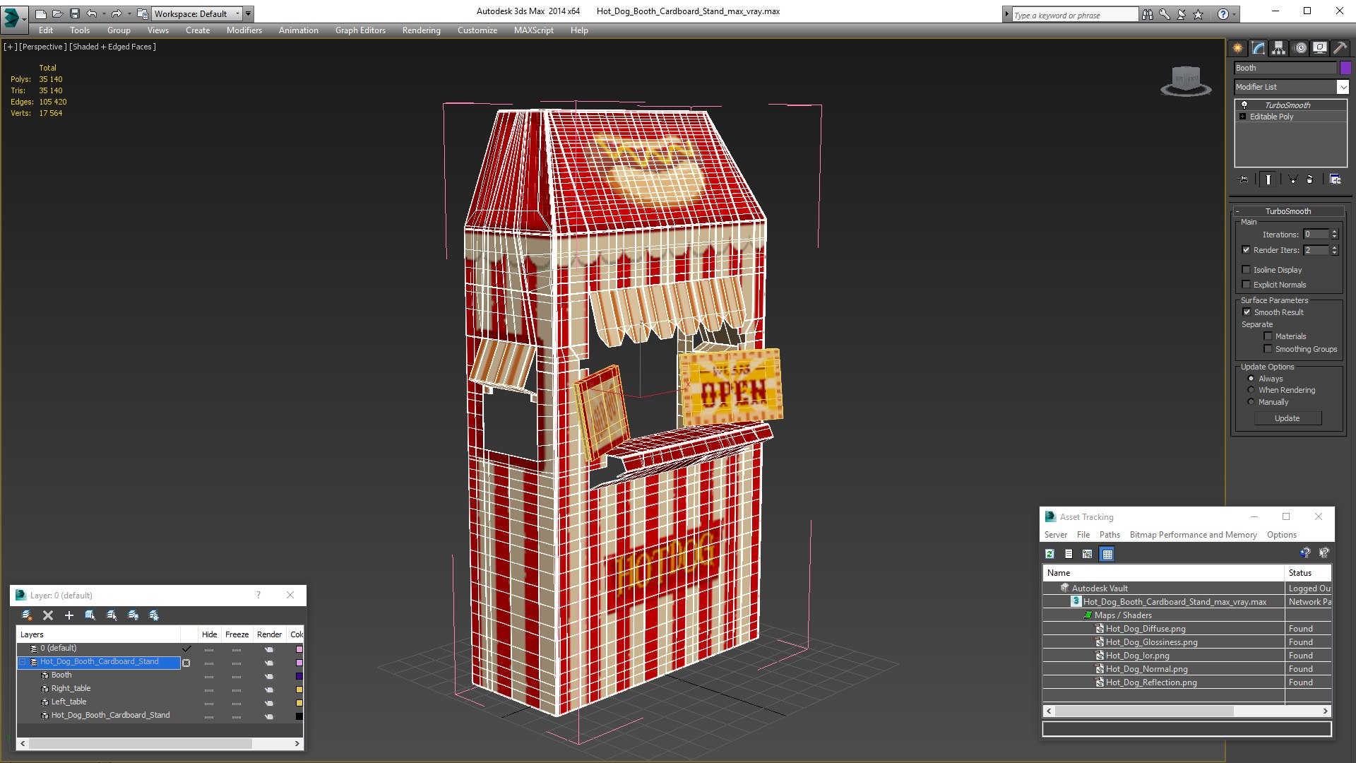 Hot Dog Booth Cardboard Stand 3D TurboSquid 1816266