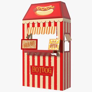 Hot Dog Booth Cardboard Stand 3D