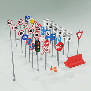 3D Collection of traffic signs