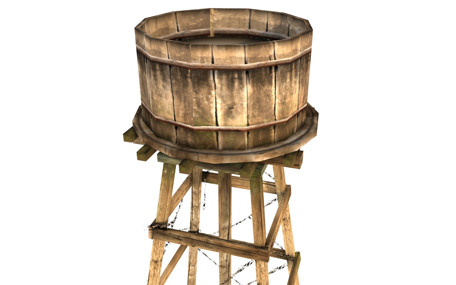 3D Wooden Water Tower - TurboSquid 1511560
