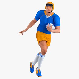 White Rugby Player Animated HQ Standard License 3D model