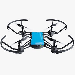 3D dji tello drone blue model