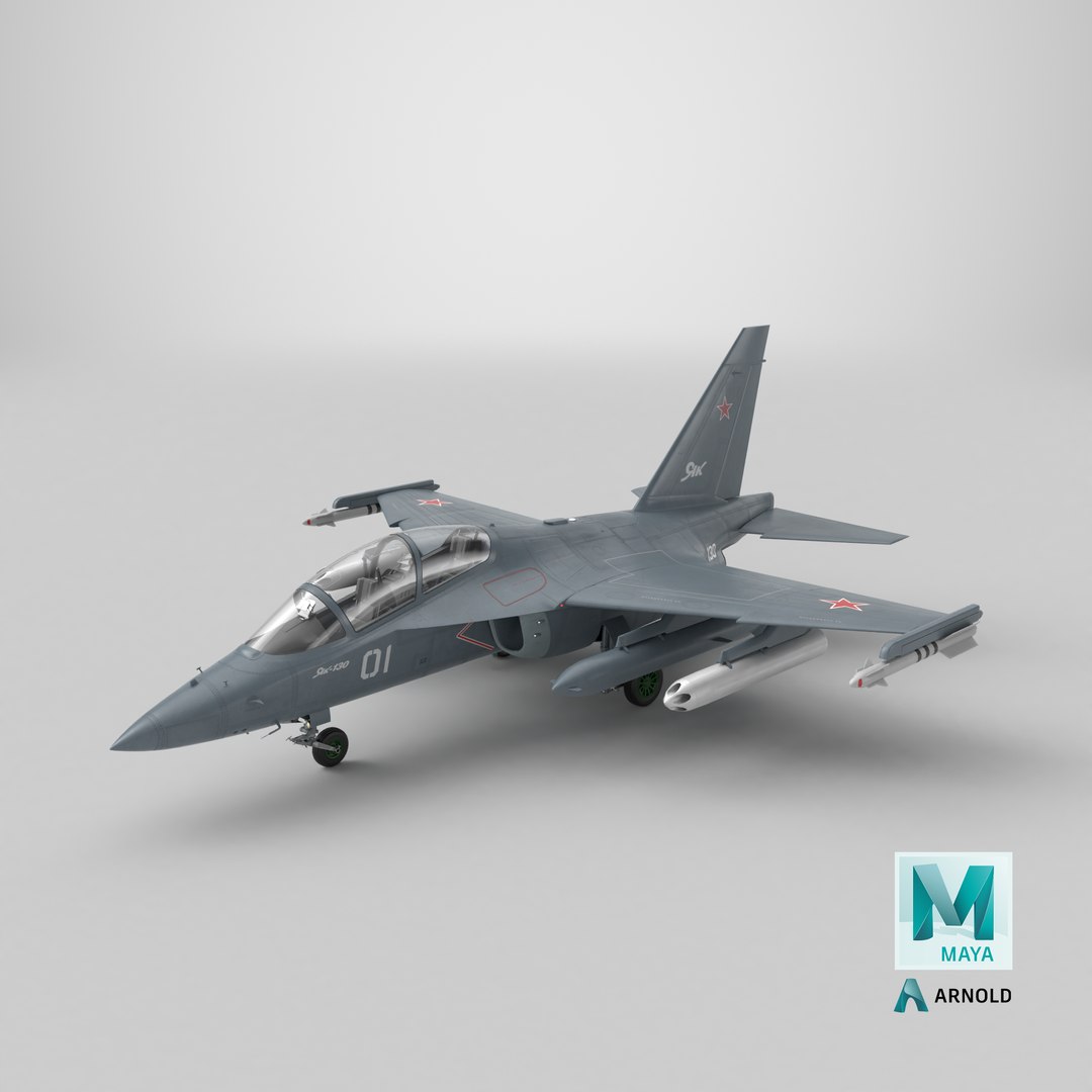Yakovlev Yak-130 Aermacchi M-346 Military Jet 3D https://p.turbosquid.com/ts-thumb/fg/iCQNqB/nN/stemcell_maya_arnold_render/png/1775640337/1920x1080/fit_q87/2006cb9e217e955cbe9d31320fb5525fa751088d/stemcell_maya_arnold_render.jpg