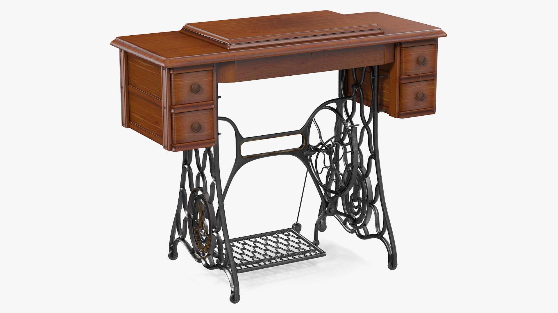 Antique Sewing Machine Cabinet 3D model preview