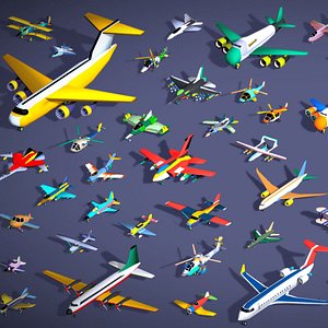 51 Stylized Low Poly Air Vehicles Mega Pack - Planes Helicopters  Fighter Jets