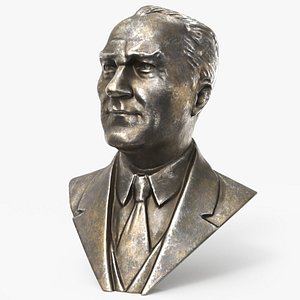 Bust Ataturk Oxidized Brassy - PBR 3D model