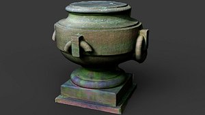 3D ancient castle ruins stone vase element PBR photogrammetry model
