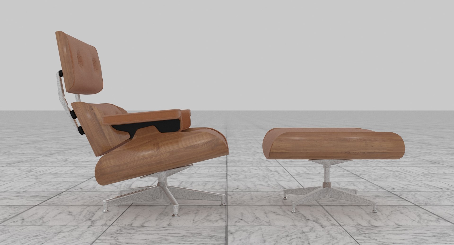 Eames Lounge Classic Chair And Ottoman Set Arancio Fabric Cherry ...
