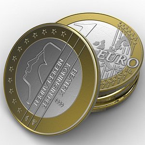 3d coin 1 euro holland model