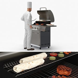 Chef Cooking Burritos on Grill