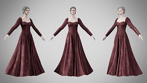 Dress 40 Chocolate Velvet With Design