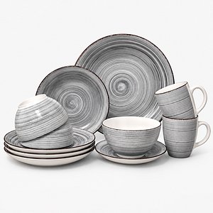 Tableware Crockery Set 3D Model - PBR Kitchenware Low-poly 3D model model