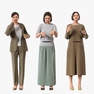 Rigged Modular Character - Asian Woman 3D model - FT2 - Blender UE5 C4D
