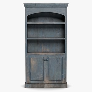 Wooden Cabinet blue 01 3D