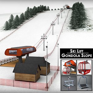 ski slope gondola mountain 3ds