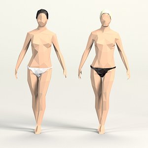 cartoon low poly females