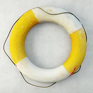 1950s yellow white life preserver 3D model