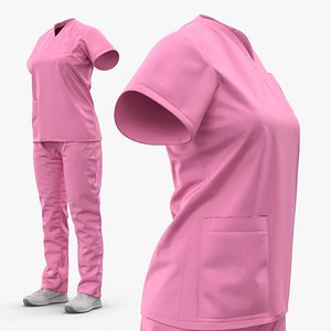 3D model Female Medical Scrubs No Body Pink