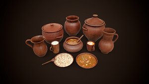 Medieval clay tableware pack
