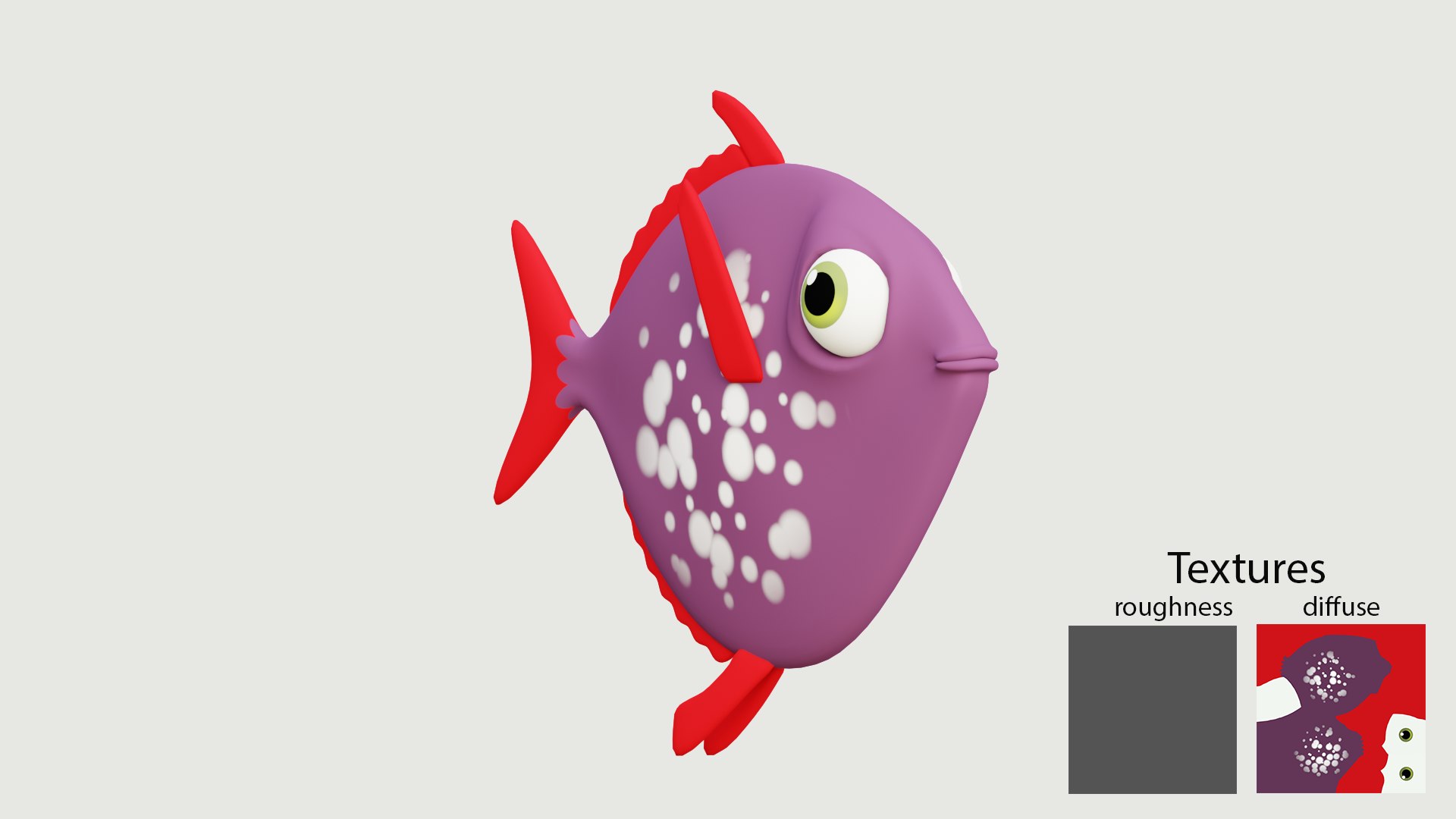 Cartoon purple fish 3D model - TurboSquid 1738393