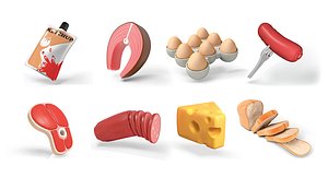 food 3D icon set 3D model