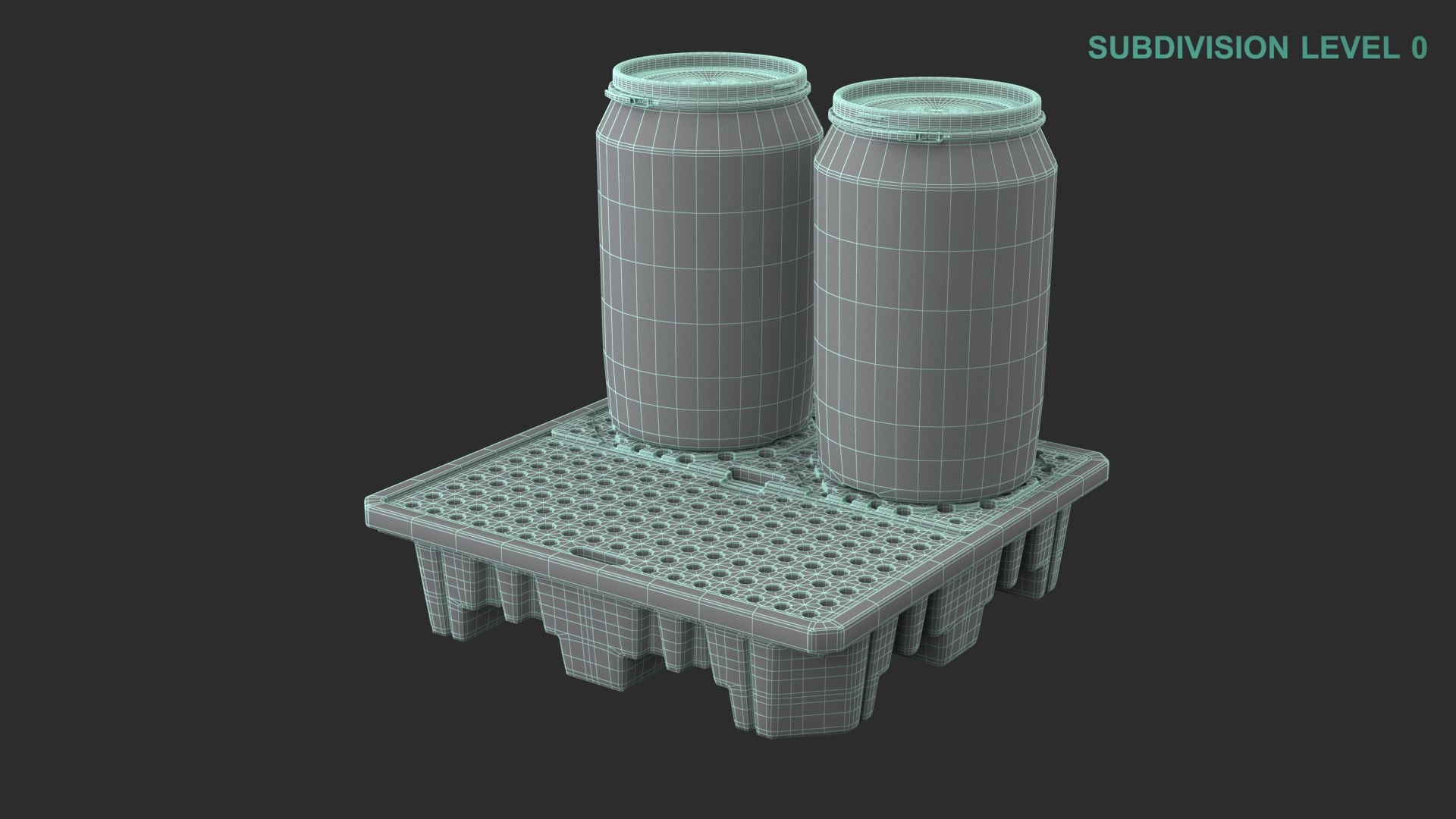 3D Spill Pallet With Barrels https://p.turbosquid.com/ts-thumb/fh/uEao6I/ld/wireframe0007/jpg/1711610428/1920x1080/fit_q87/83b956bea9c6c14a2ecf35a8d7b3661dc6252828/wireframe0007.jpg