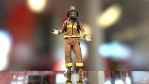 3D model firefighter character