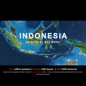Indonesia Map - 40K Realistic Satellite Terrain - Elevation