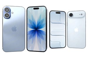 3D Apple iPhone 17 Mist Blue And iPhone Air Sky Blue model