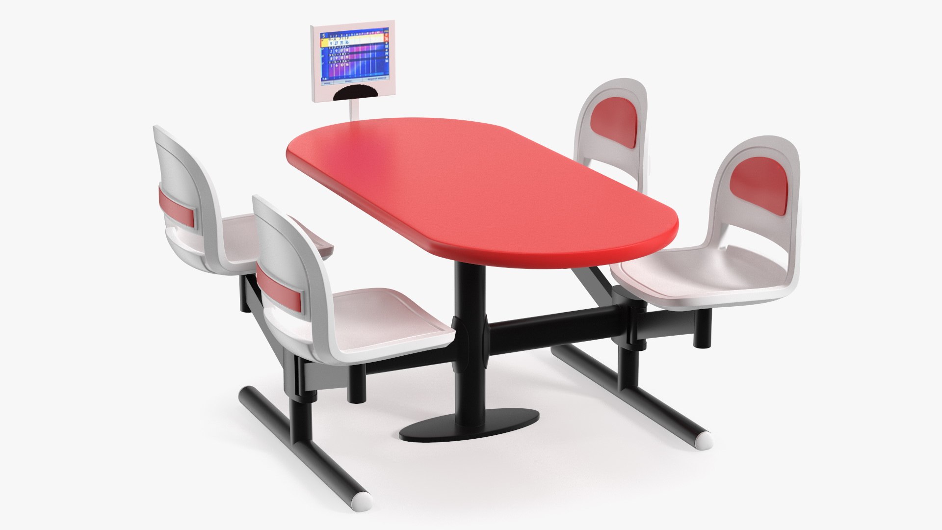 Bowling Center Table with Scoreboard Red 3D model preview