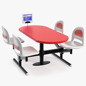 3D model Bowling Center Table with Scoreboard Red