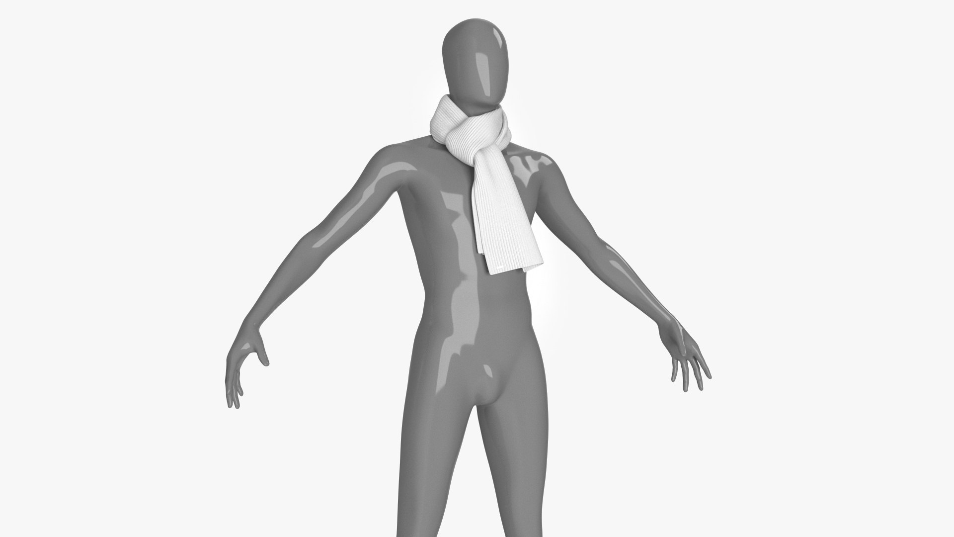 Beige Scarf Slip Knot Style 3D model preview
