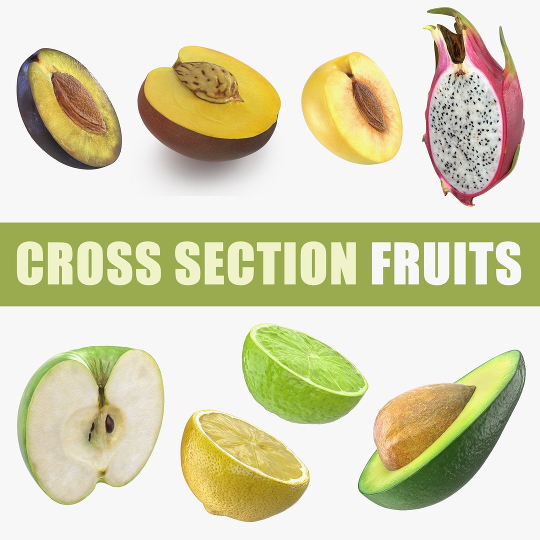 Cross Section Fruits 3D Models Collection 3 3D model preview