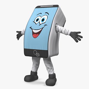 White IPhone Mascot Happy Pose