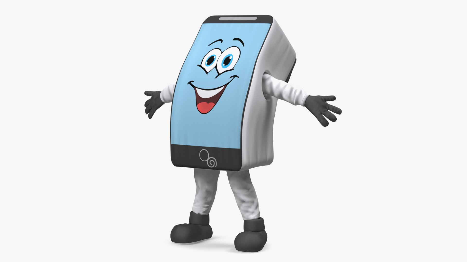 White IPhone Mascot Happy Pose 3D model preview