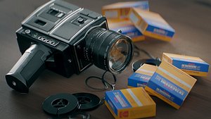 3D Chinon 8mm Film Camera Model and Scene model