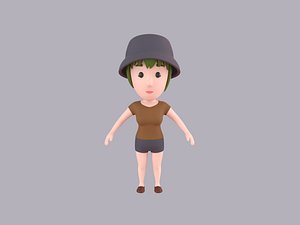 3D Cartoon Female Character Rigged 085