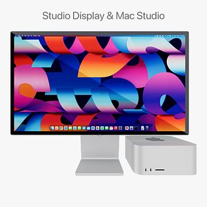 3D Mac Studio With Studio Display