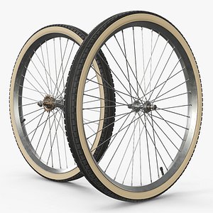 Classic Bike Wheel Set with Light Brown Tires