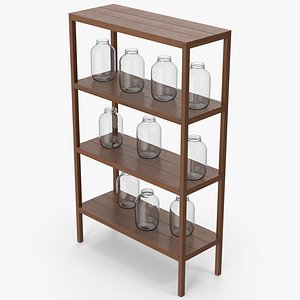 Wooden Storage Rack And Jars model