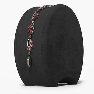 Silver Bracelet with Gemstones on Stand 3D model