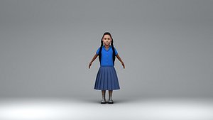 3D model indian school girl