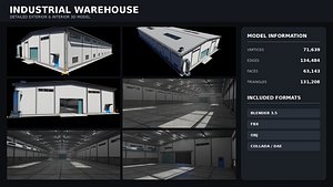 3D goods warehouseIndustrial Warehouse Building with Interior 3D model model