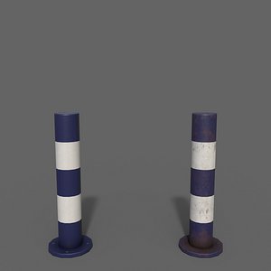 PBR Bollard BlueWhite 3D model