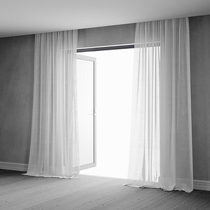 3D sheer curtains interior animation