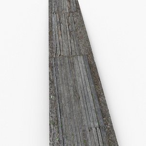 Old Wooden Boardwalk Path on Sand Scan 3D model