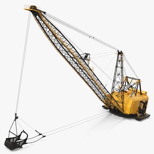 Open Pit Mining Dragline Excavator Yellow Simplified