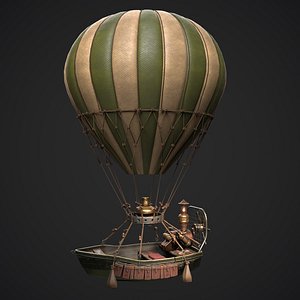 3D Steampunk Air Balloon Model Game Ready Kitbash Textured model